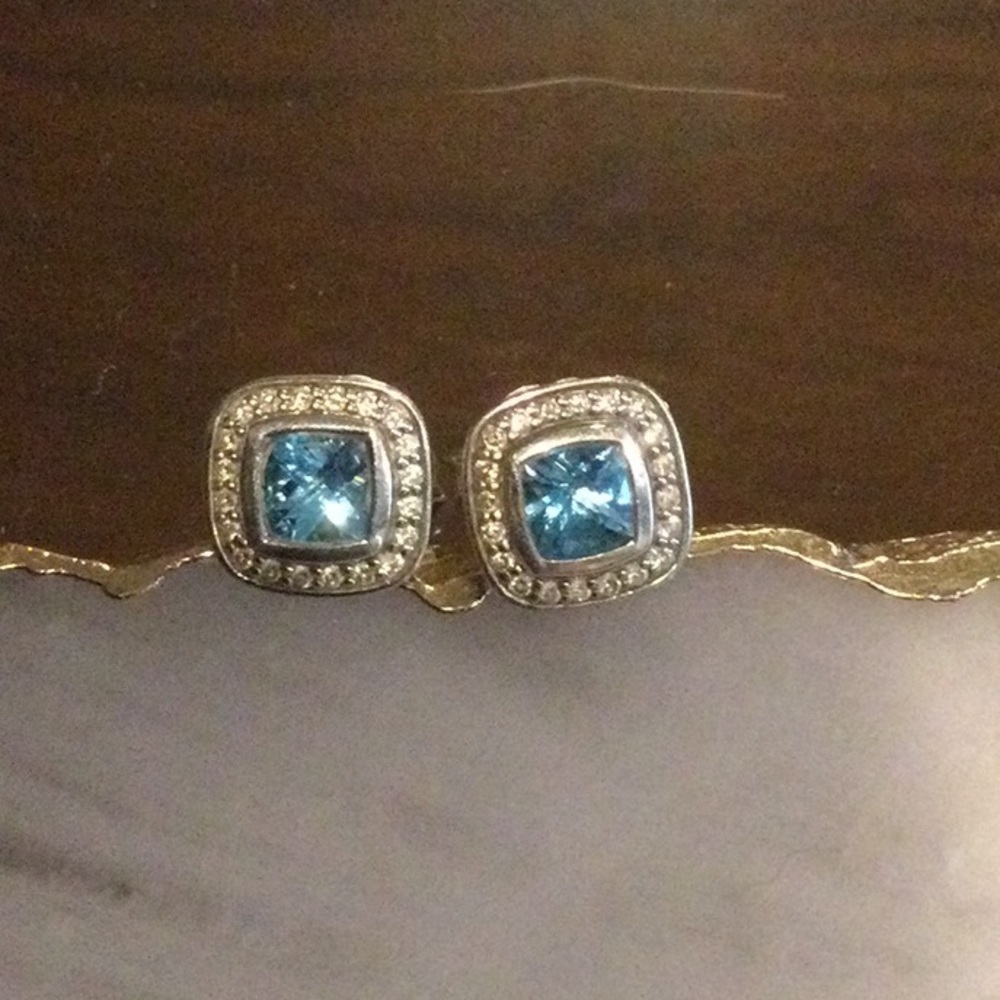 Petite Albion Earrings with Blue Topaz & Diamonds